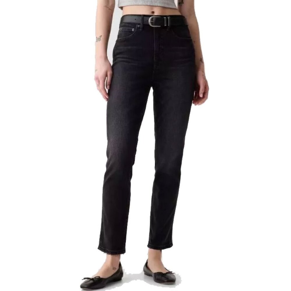 Gap Vintage Slim High Rise Raw Hem Ankle Jeans 31/12 31x27 Faded Black